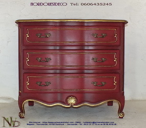 Commode style Louis XV peinte rouge JNL-005